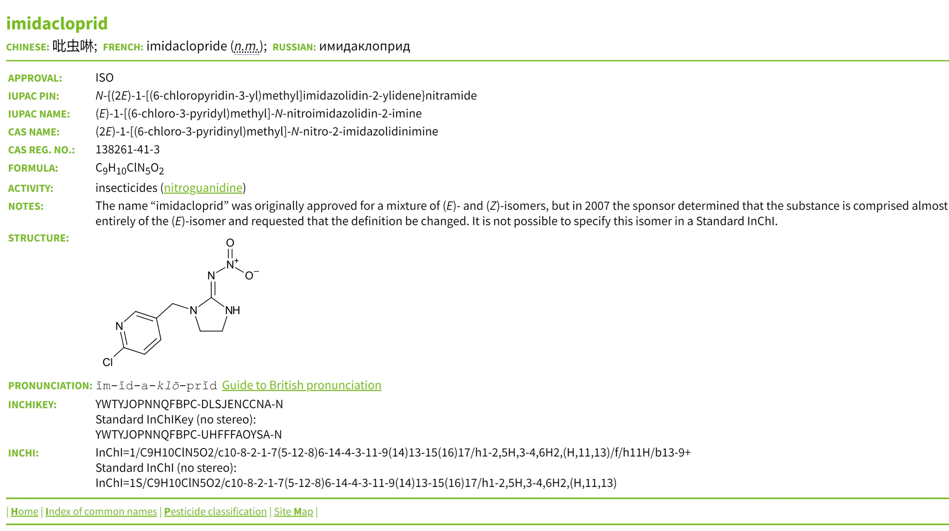 Checking the definition of the name 'imidacloprid'